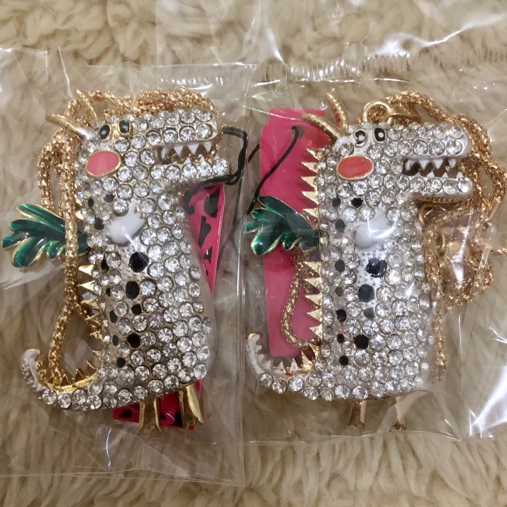 2 Betsey Johnson Dinosaur Necklaces